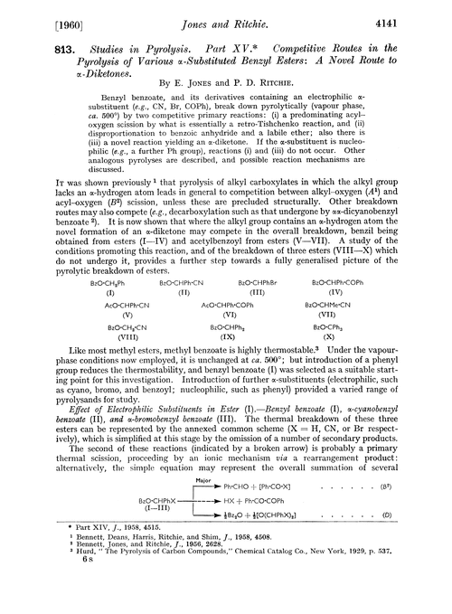 813. Studies in pyrolysis. Part XV. Competitive routes in the pyrolysis of various α-substituted benzyl esters: a novel route to α-diketones