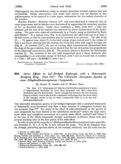 816. Steric effects in 2,2′-bridged biphenyls with a heterocyclic bridging ring. Part III. The ultraviolet absorption spectra of some dihydrodibenzazepinium compounds