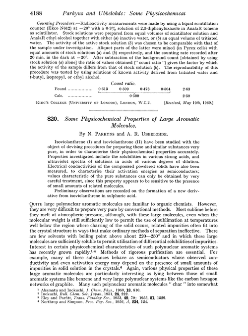 820. Some physicochemical properties of large aromatic molecules