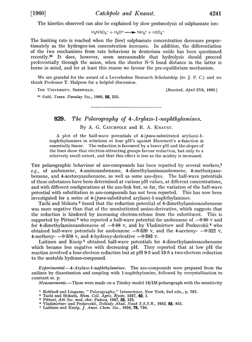 829. The polarography of 4-arylazo-1-naphthylamines