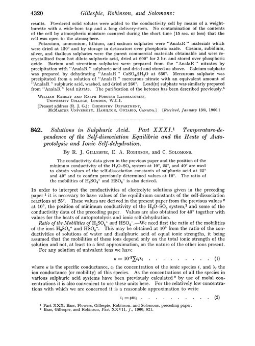 842. Solutions in sulphuric acid. Part XXXI. Temperature-dependence of the self-dissociation equilibria and the heats of auto-protolysis and ionic self-dehydration