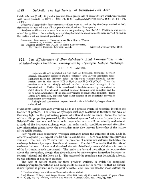 851. The effectiveness of Brønsted–Lewis acid combinations under Friedel–Crafts conditions, investigated by hydrogen isotope exchange
