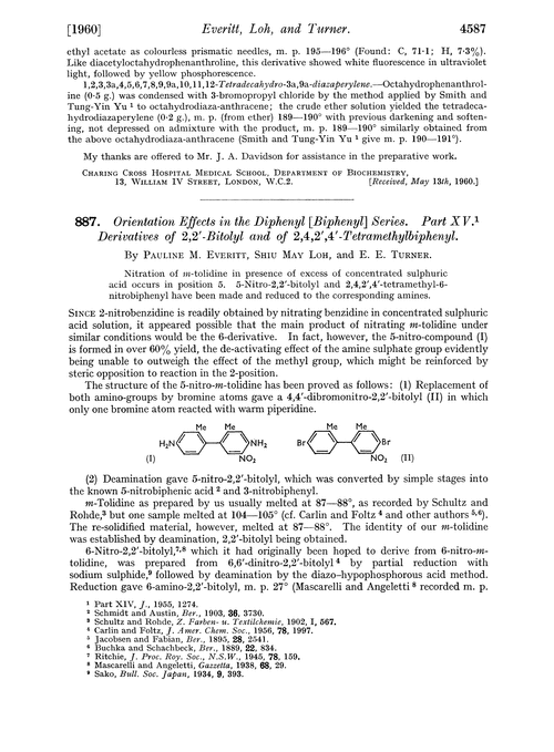 887. Orientation effects in the diphenyl [biphenyl] series. Part XV. Derivatives of 2,2′-bitolyl and of 2,4,2′,4′-tetramethylbiphenyl