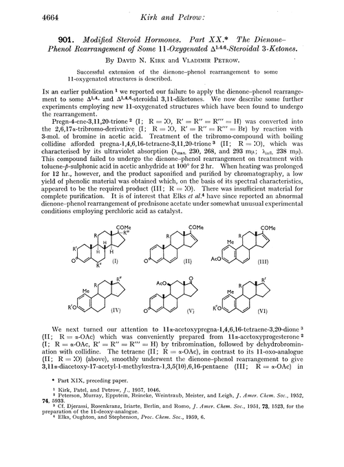 901. Modified steroid hormones. Part XX. The dienone–phenol rearrangement of some 11-oxygenated Δ1,4,6-steroidal 3-ketones