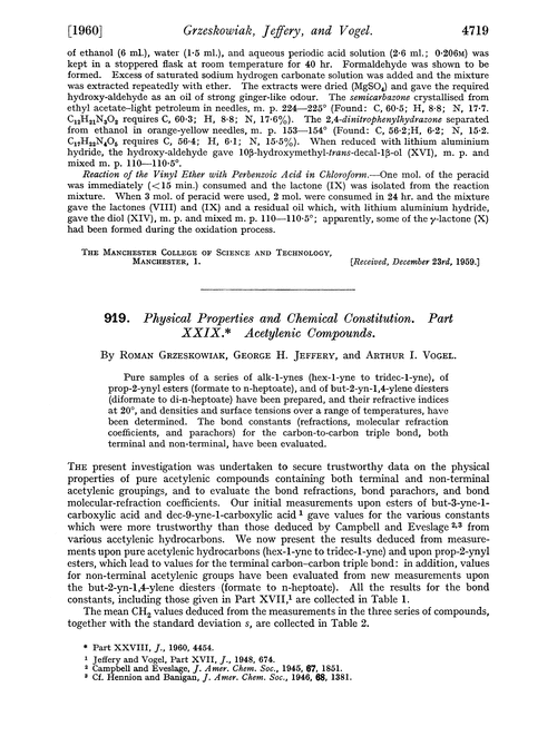 919. Physical properties and chemical constitution. Part XXIX. Acetylenic compounds