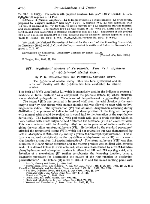 927. Synthetical studies of terpenoids. Part VI. Synthesis of (±)-nimbiol methyl ether