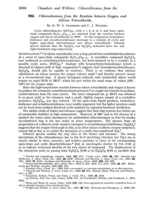 982. Chlorosiloxanes from the reaction between oxygen and silicon tetrachloride