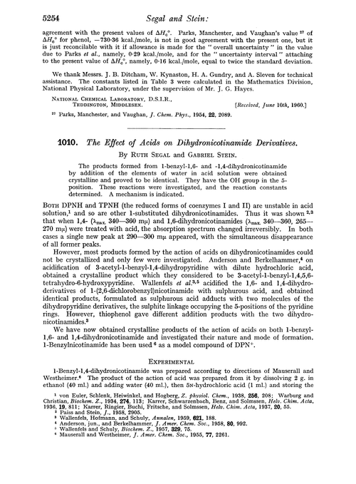 1010. The effect of acids on dihydronicotinamide derivatives