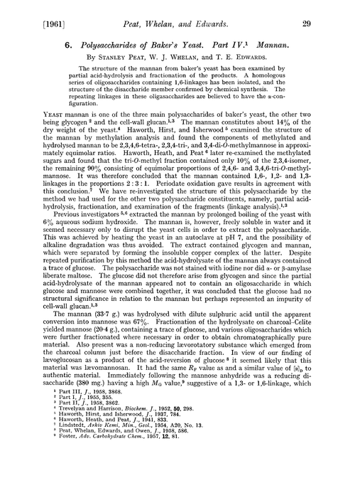 6. Polysaccharides of baker's yeast. Part IV. Mannan
