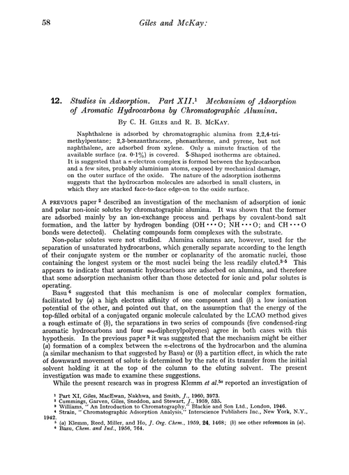 12. Studies in adsorption. Part XII. Mechanism of adsorption of aromatic hydrocarbons by chromatographic alumina