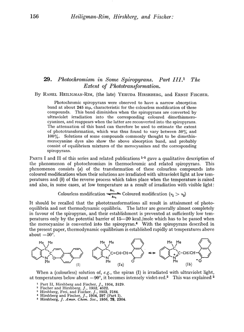 29. Photochromism in some spiropyrans. Part III. The extent of phototransformation