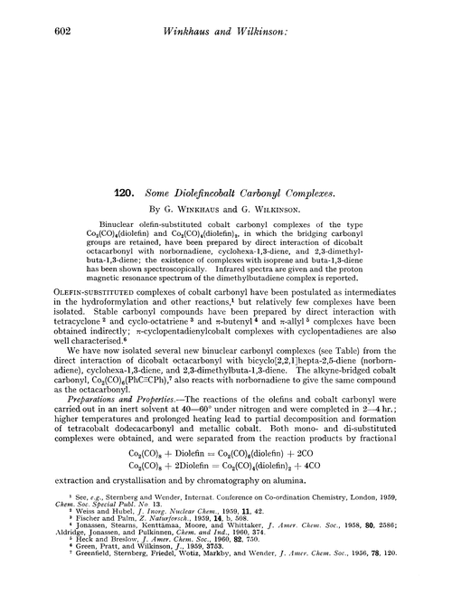 120. Some diolefincobalt carbonyl complexes