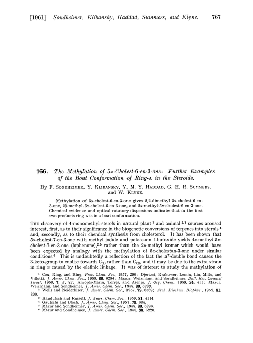 166. The methylation of 5α-cholest-6-en-3-one: further examples of the boat conformation of ring-A in the steroids