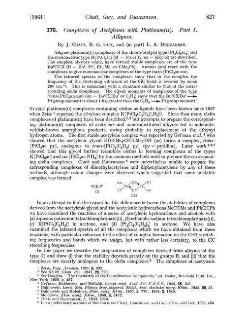 176. Complexes of acetylenes with platinum(II). Part I. Alkynes
