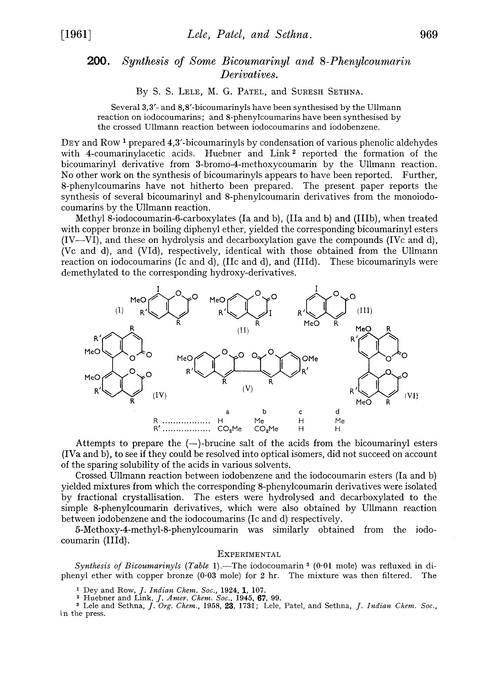 200. Synthesis of some bicoumarinyl and 8-phenylcoumarin derivatives