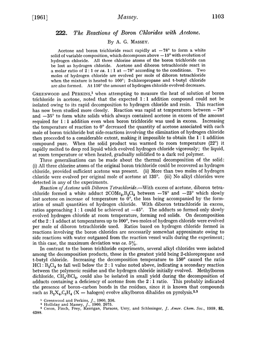 222. The reactions of boron chlorides with acetone