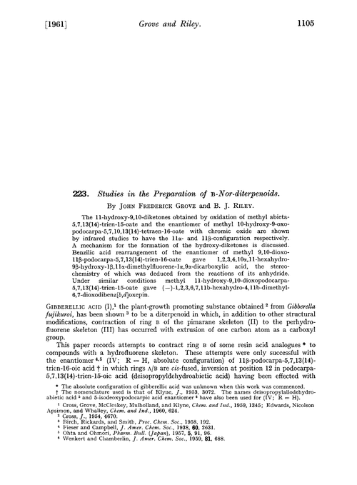 223. Studies in the preparation of B-nor-diterpenoids