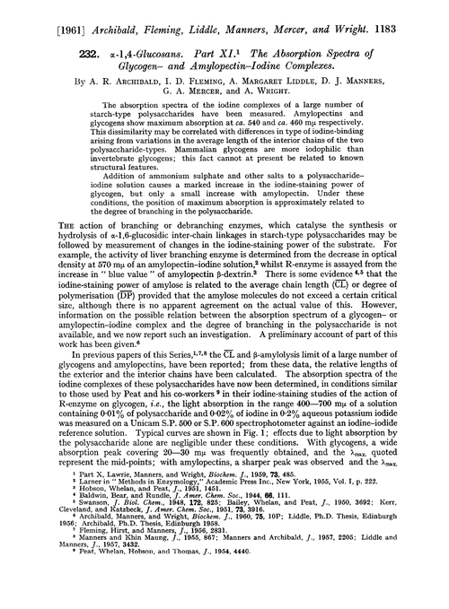 232. α-1,4-Glucosans. Part XI. The absorption spectra of glycogen– and amylopectin–iodine complexes