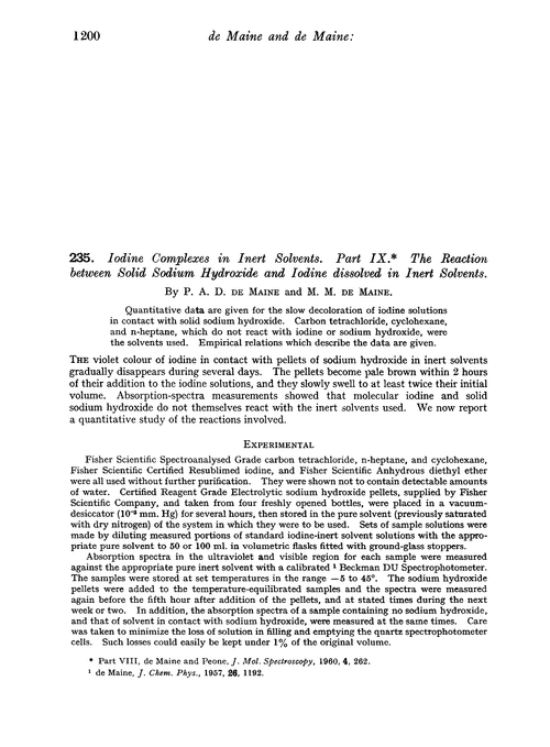 235. Iodine complexes in inert solvents. Part IX. The reaction between solid sodium hydroxide and iodine dissolved in inert solvents