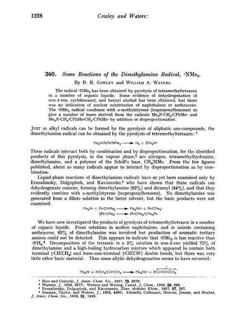 240. Some reactions of the dimethylamino radical, ·NMe2