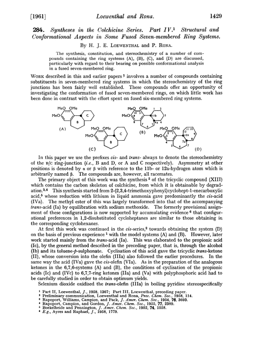 284. Syntheses in the colchicine series. Part IV. Structural and conformational aspects in some fused seven-membered ring systems