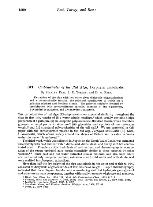 311. Carbohydrates of the red alga, porphyra umbilicalis