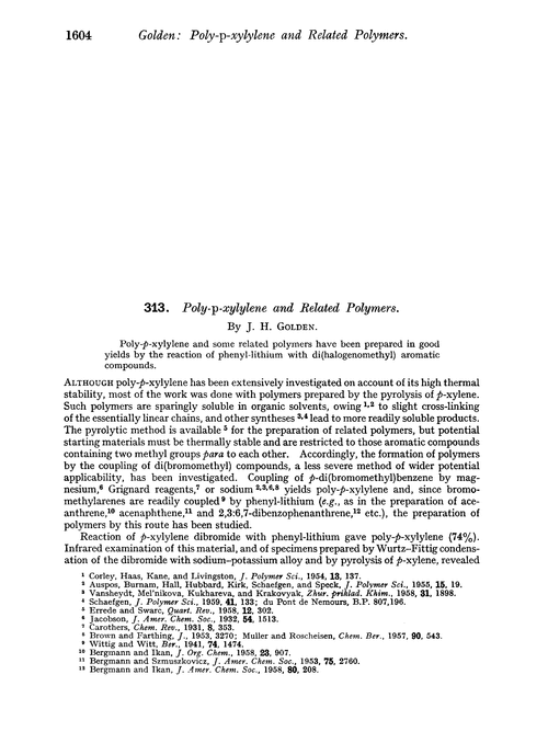 313. Poly-p-xylylene and related polymers