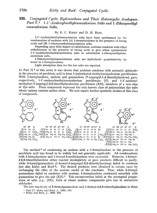 335. Conjugated cyclic hydrocarbons and their heterocyclic analogues. Part V. 1-1′-Azulenylmethyleneazulenium salts and 1-ethoxymethyl-eneazulenium salts