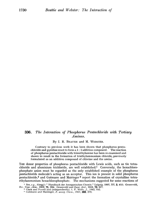 336. The interaction of phosphorus pentachloride with tertiary amines