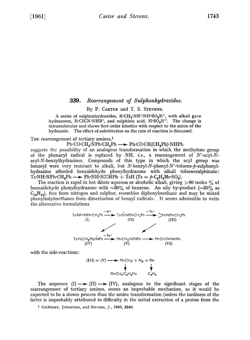 339. Rearrangement of sulphonhydrazides