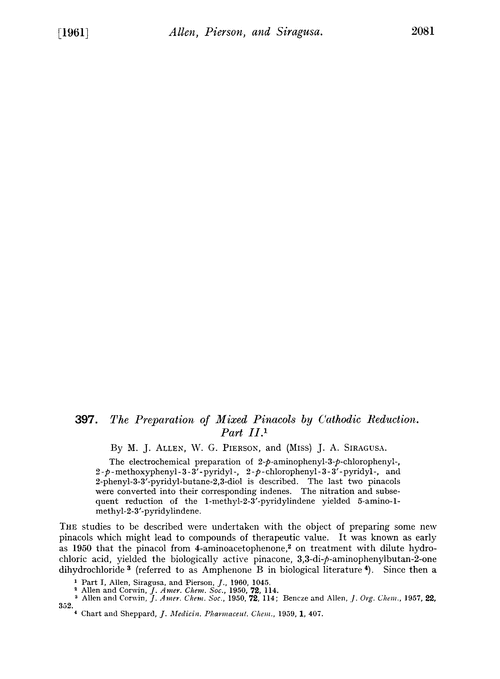 397. The preparation of mixed pinacols by cathodic reduction. Part II