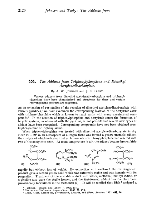 404. The adducts from triphenylphosphine and dimethyl acetylenedicarboxylate