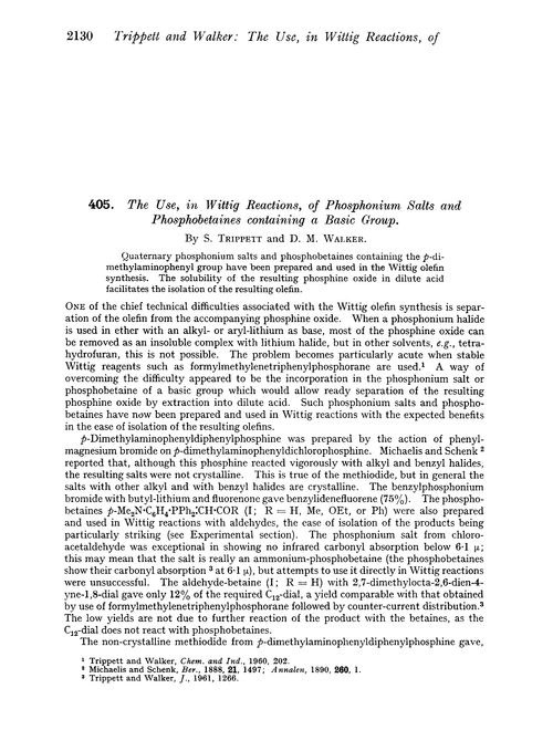 405. The use, in Wittig reactions, of phosphonium salts and phosphobetaines containing a basic group