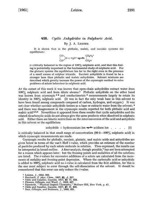 416. Cyclic anhydrides in sulphuric acid