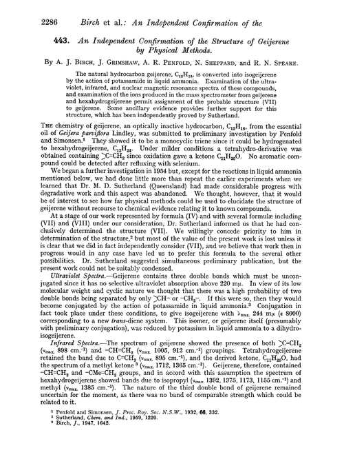 443. An independent confirmation of the structure of geijerene by physical methods