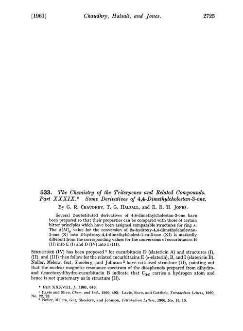 533. The chemistry of the triterpenes and related compounds. Part XXXIX. Some derivatives of 4,4-dimethylcholestan-3-one