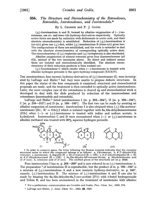 554. The structure and stereochemistry of the rotenolones, rotenolols, isorotenolones, and isorotenolols