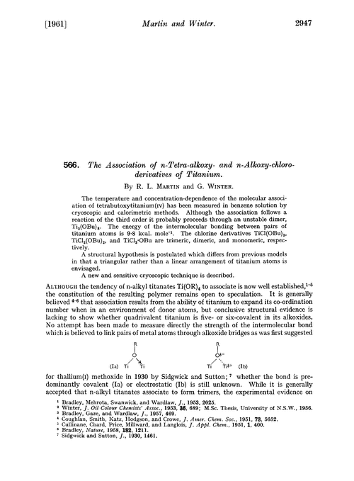 566. The association of n-tetra-alkoxy- and n-alkoxy-chloroderivatives of titanium