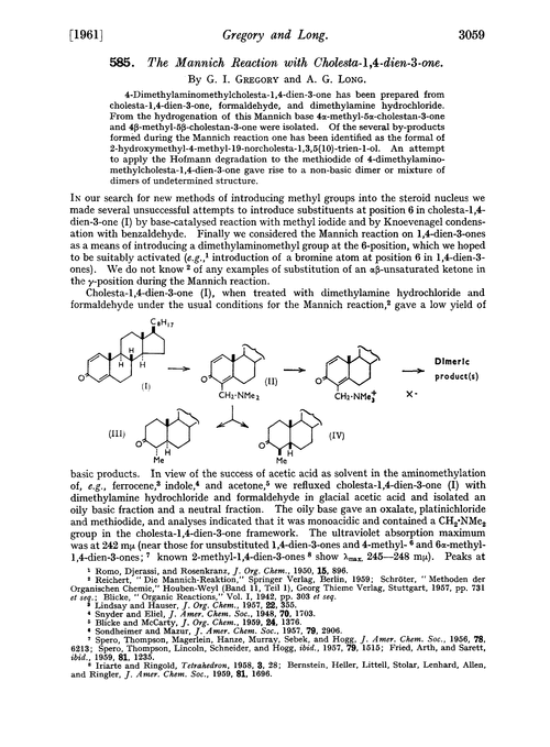 585. The mannich reaction with cholesta-l,4-dien-3-one