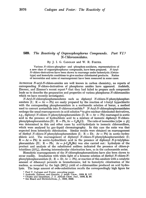 589. The reactivity of organophosphorus compounds. Part VI. N-chloroamidates