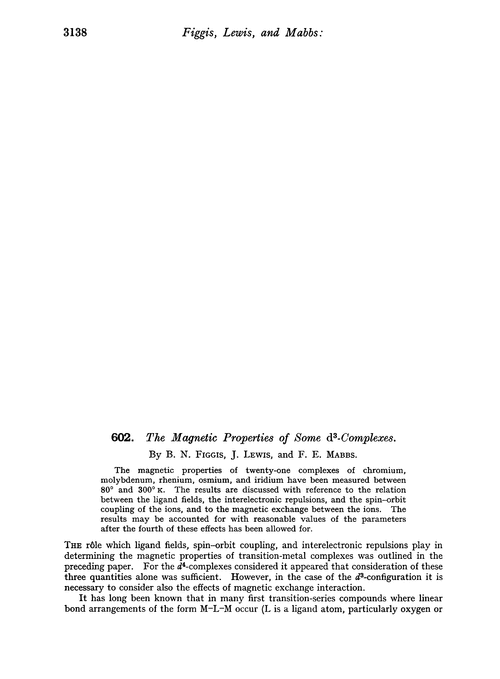 602. The magnetic properties of some d3-complexes