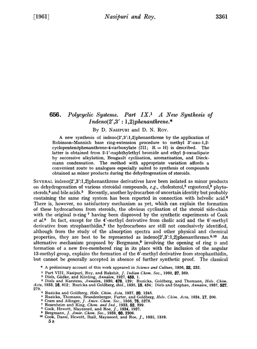 656. Polycyclic systems. Part IX. A new synthesis of indeno(2′,3′ : 1,2)phenanthrene