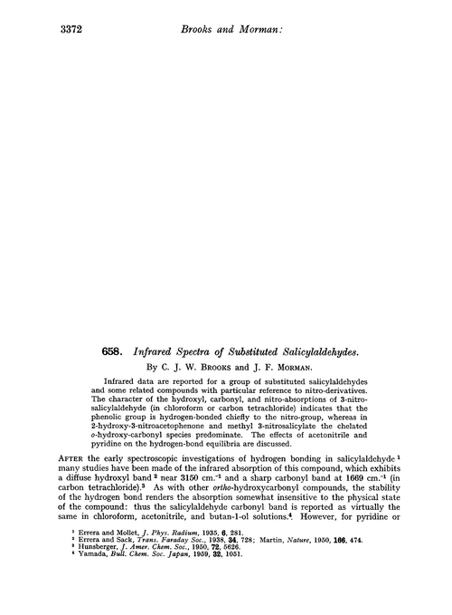 658. Infrared spectra of substituted salicylaldehydes