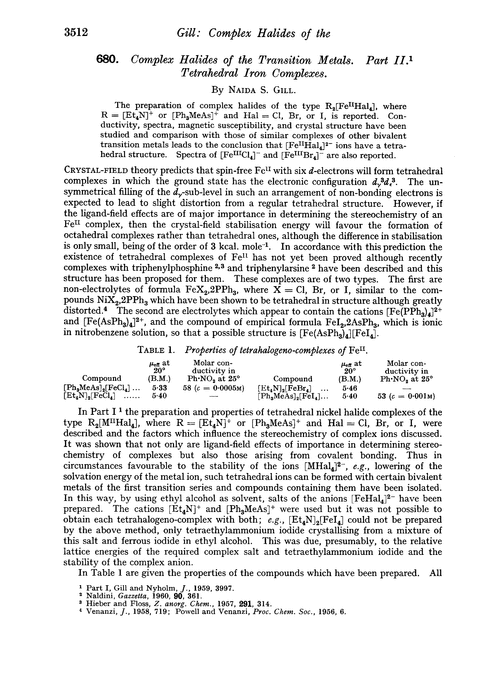 680. Complex halides of the transition metals. Part II. Tetrahedral iron complexes