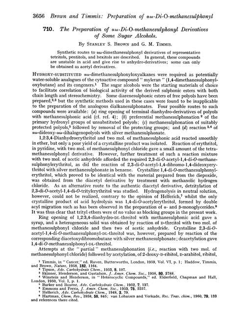 710. The preparation of αω-di-O-methanesulphonyl derivatives of some sugar alcohols