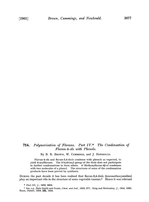 714. Polymerisation of flavans. Part IV. The condensation of flavan-4-ols with phenols