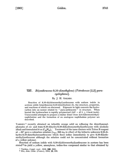 727. Bi(anthracene-9,10-dimethylene)(tetrabenzo-[2,2]-paracyclophane]