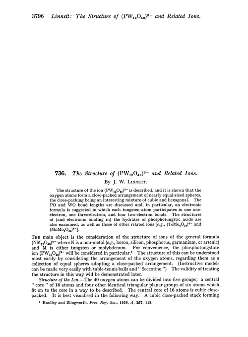 736. The structure of (PW12O40)3– and related ions