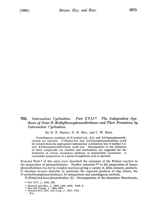 755. Internuclear cyclisation. Part XVII. The independent synthesis of some N-methylbenzophenanthridones and their formation by internuclear cyclisation