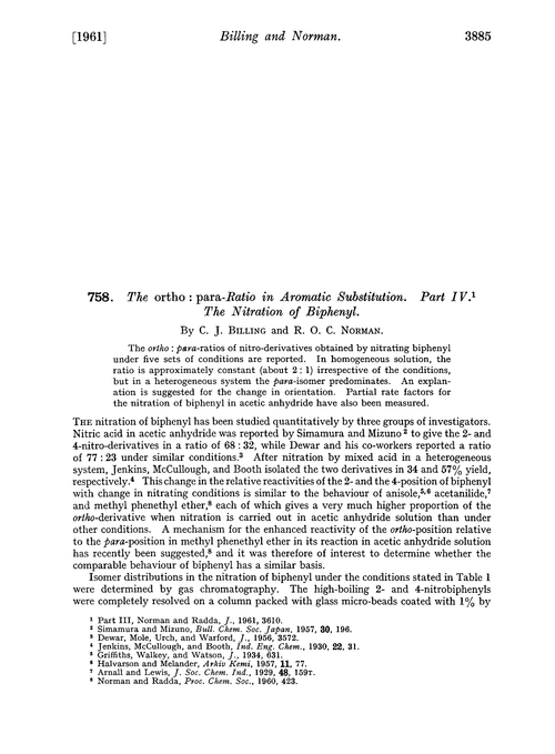 758. The ortho: para-ratio in aromatic substitution. Part IV. The nitration of biphenyl